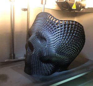 black 3d printed skull
