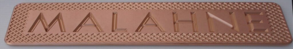 Deep bronze engraving for malahne
