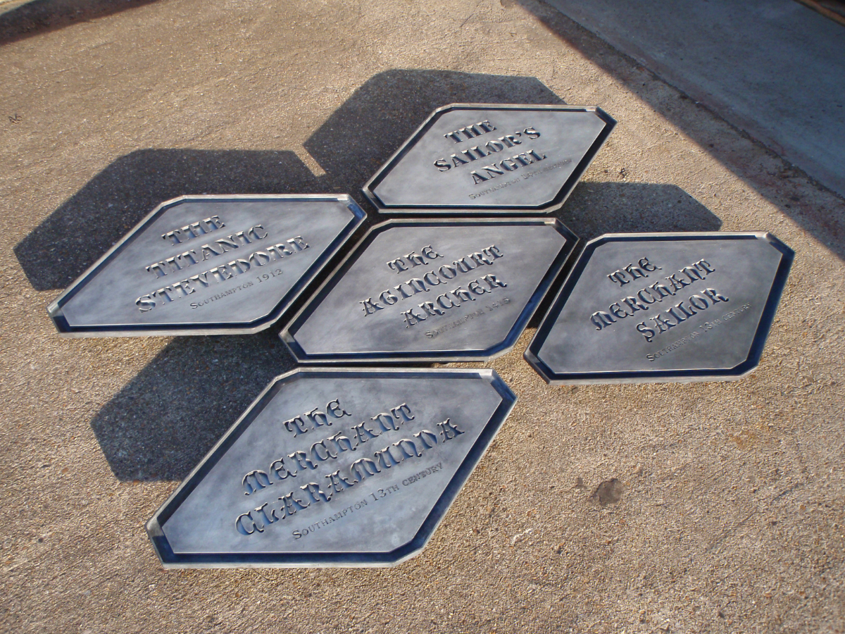 Signs manufactured and detailed for five art sculptures in southampton